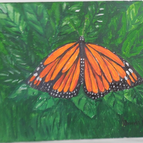 Monarch Butterfly Original Acrylic Canvas Painting - Picture 2 of 9